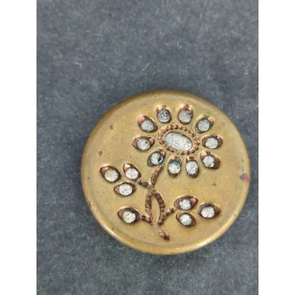 LOT TT of 10 Antique Vintage Victorian Brass Mixed Materials Buttons ESTATE FIND